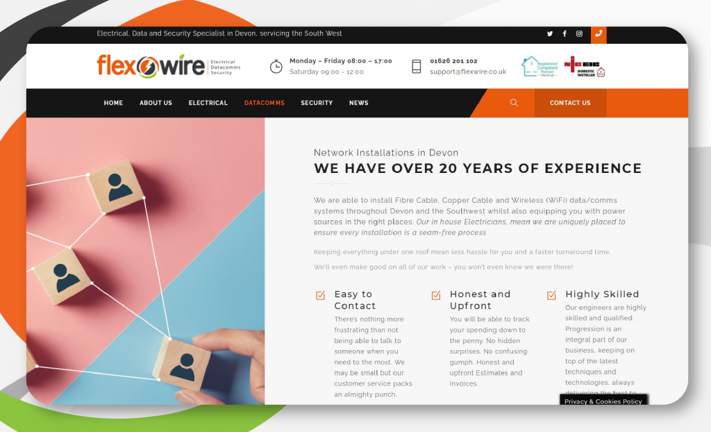 Portfolio image of website design in Newton Abbot for Flexwire